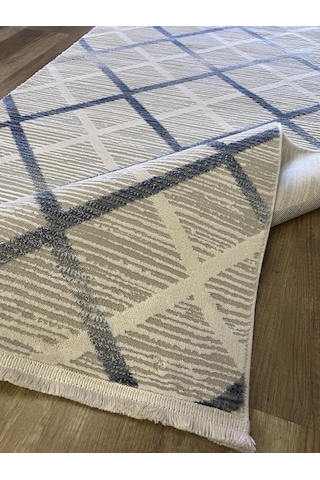 Hoom Rugs Moda 1097 Mavi Yün Tuşeli Akrilik Antibakteriyel Modern Halı Mavi