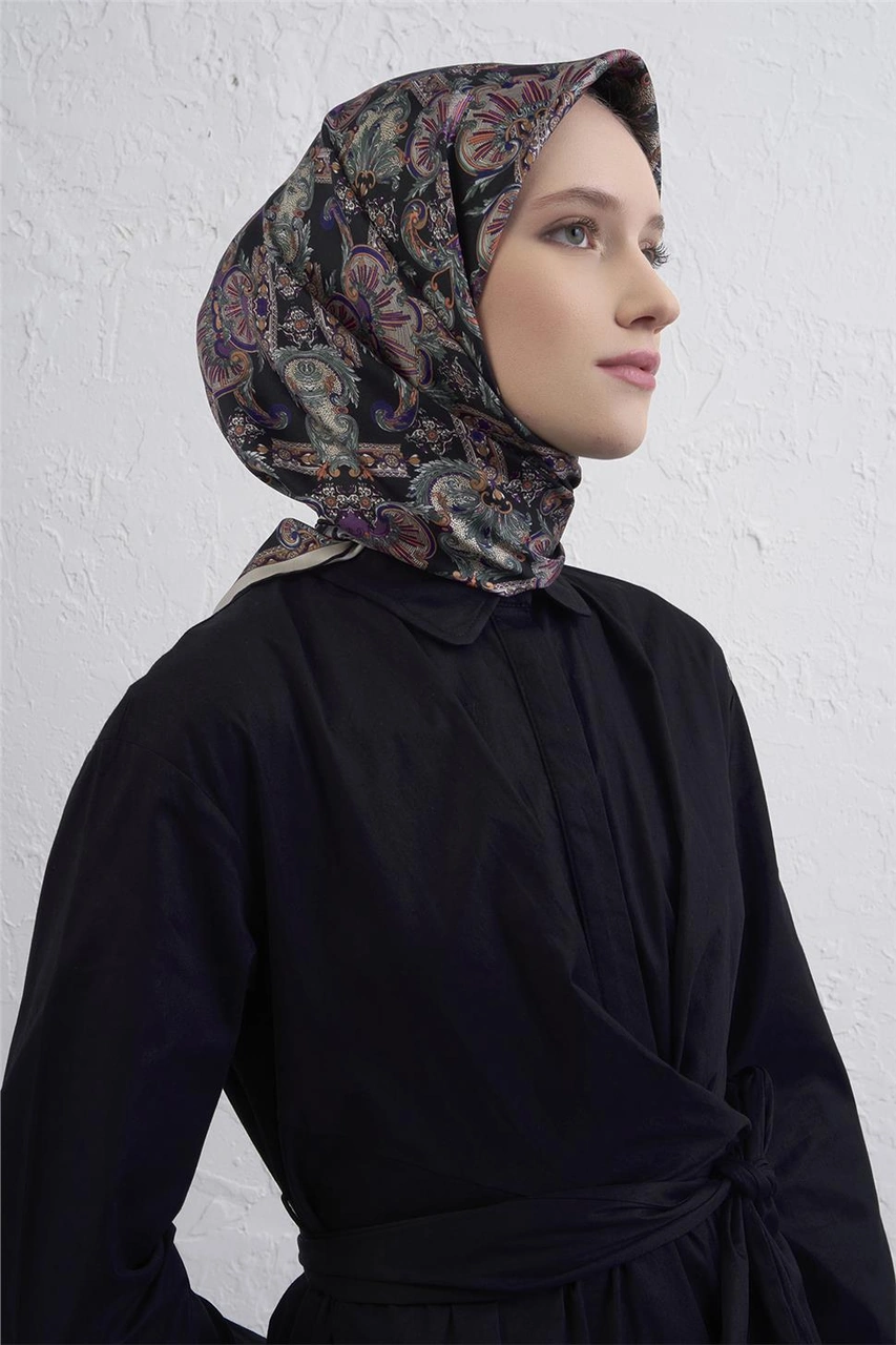 Armine Etnik Desen Saf İpek Twill Eşarp 9416d 81 Çok Renkli