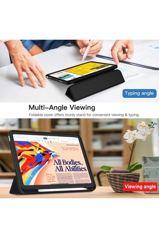 Apple Uyumlu iPad 11.nesil 2025 / 10.nesil 2022 Kalem Bölmeli Standlı Smart Kılıf Kapaklı Kılıf