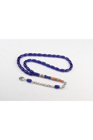Burhan Sağlam Nakkaş İmame İşçilikli Ateş Kehribar Tesbih 11x7mm Alpaka Püskül Bs247344