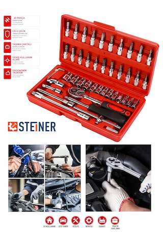 Steiner 46 Parça 1/4 Cırcırlı Anahtar Takımı Bits Uç Lokma Set