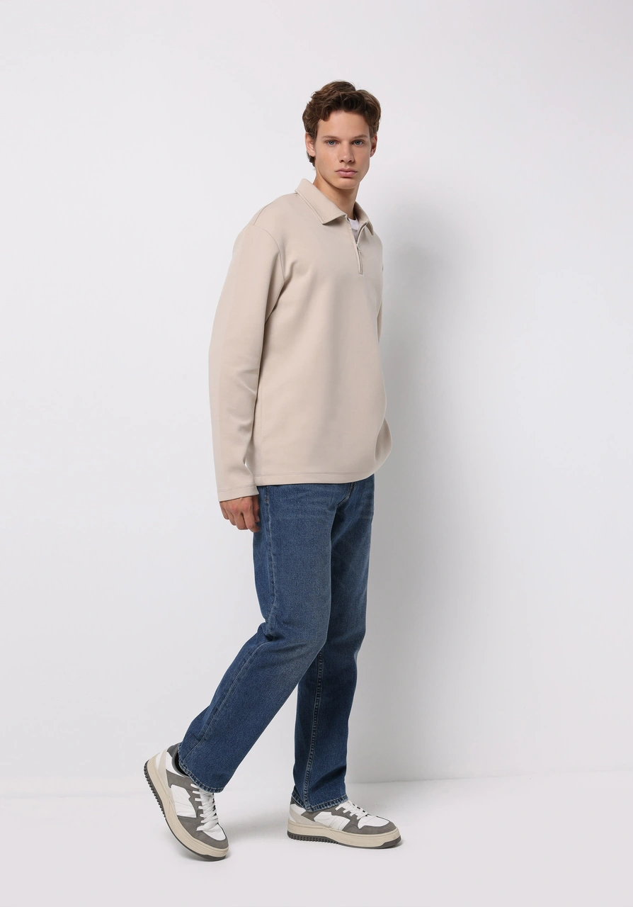Colin's Colins Comfort Fit Polo Yaka Düz Erkek Bej Uzun Kol Tişört Cl1077104 Q1.v2 Beı Bej