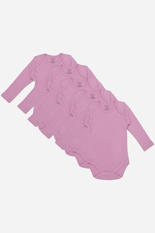 Arma Yıldız %100 Organik Pamuklu Pembe Uzun Kollu Bebek Body 5'li Paket Pembe