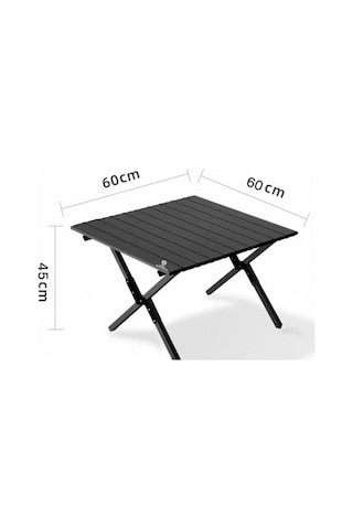 Katlanır Masa Kamp Katlanabilir Piknik Masası 60 60 45 Cm - Parti No: 1 Siyah