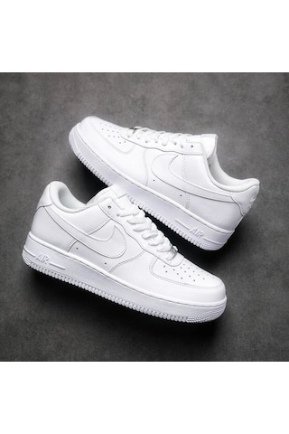 Nike Air Force 1 '07 Unisex Beyaz - Siyah Sneaker All Beyaz - Beyaz