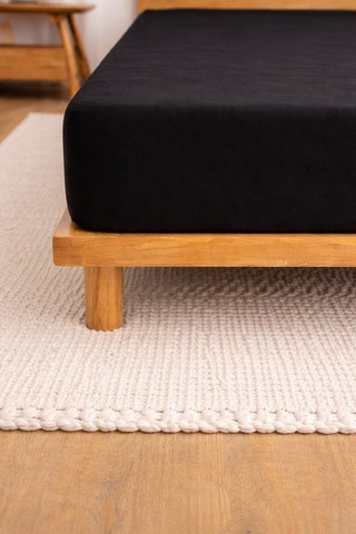 Bessy Penye Fitted Lastikli Çarşaf %100 Pamuk Kumaş Tek Çift Kişilik Battal King Size Siyah