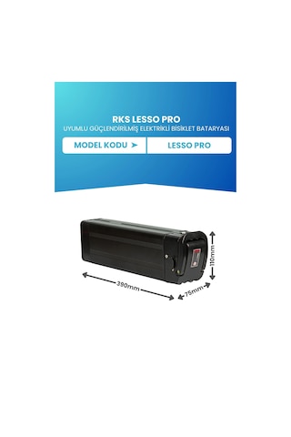 Rks Lesso Pro Uyumlu Batarya Standart Kapasite 36v 10ah Güçlendirilmiş Elektrikli Bisiklet Bataryası Siyah
