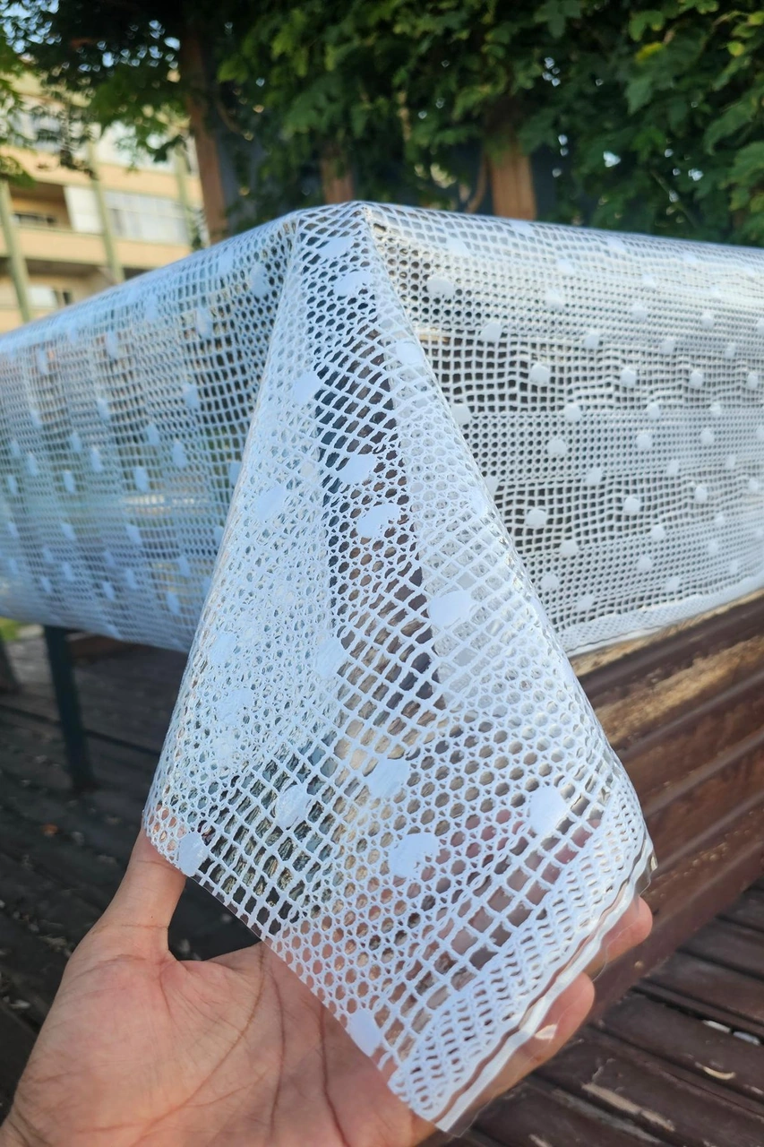 Rona Home Hasır Pvc Deliksiz Şeffaf Kaplama Muşamba Masa Örtüsü Beyaz Kolay Silinebilir Su Geçirmez Sofra Bezi Beyaz