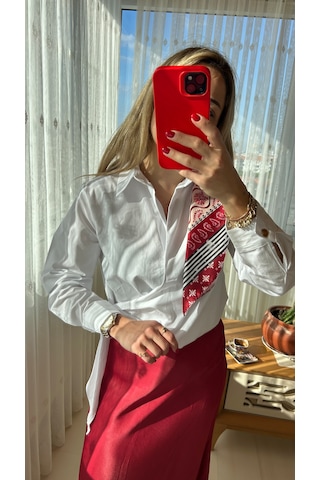 Elif Tarakçı Butik Beyaz Poplin Gömlek Beyaz