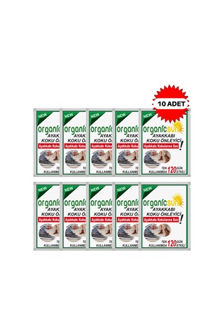 Organicsun 10'lu Paket Ayakkabı Koku Önleyici Giderici Toz