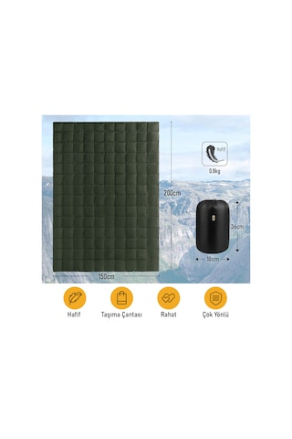 Haegs Kamp Battaniyesi - Dış Mekan Hafif Kompakt Seyahat Yorganı Kamp Yürüyüş Outdoor Şal, Battaniye 200-150 Cm Haki
