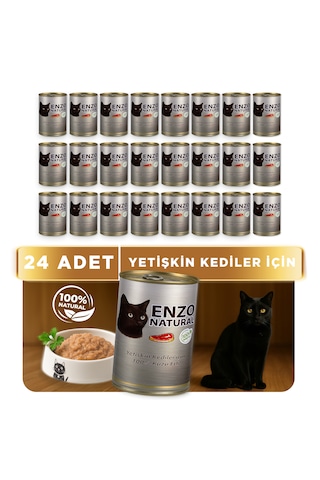 Enzo Natural Kuzu Etli Konserve Yaş Kedi Maması 410 Gr X 24
