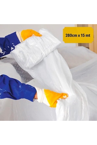 Büro Ev Tadilatı İçin 2,80x15mt Yapışkanlı Boya Badana Koruma Hışır Örtüsü