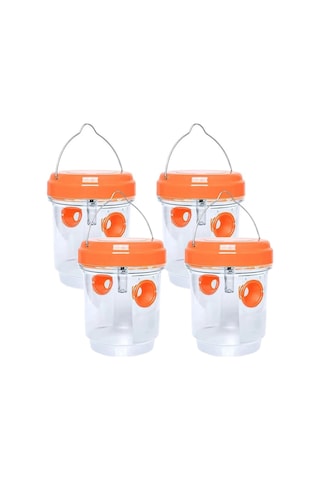 Lemestar Dış Mekan Güneş Enerjili Arı Tuzağı - Bahçe Çimenliği İçin Ip44 Su Geçirmez, Uv Işık Ve Çift Giriş Tüneli - Turuncu 4'lü Paket