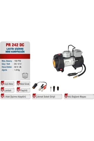 Proter Pr 242 Dc Lastik Şişirme Mini Kompresör
