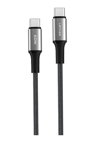 Lenyes Lc560 Type-c To Type-c Örgü Tasarımlı Hızlı Şarj Özellikli Data Ve Şarj Kablosu 60w 2m Siyah