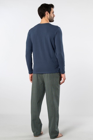 Cacharel Erkek Poplin O Yaka Uzun Kollu Pijama Takım 2239/yeşil 3 Lacivert