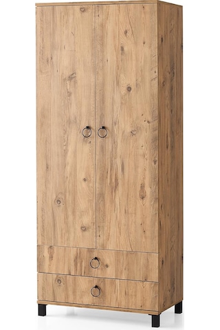 Erezogullari_Mobilya 2 Kapılı 2 Çekmeceli Gardrop Elbise Dolabı 79X46X189Cm