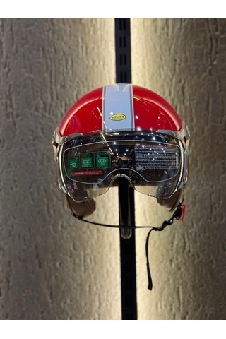 Aegis Retro Açik Kask Kirmizi - L Motosiklet Kaskı Kırmızı