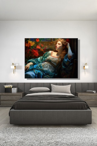 Yatay Kanvas Tablo Tekli Salon Mutfak Yatak Odası Ofis Frederic Leighton Haziran Alevi 1622