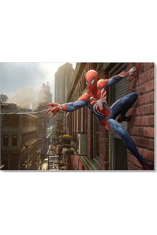 Cakasepetim Spider Man Duvardan Ağ Atıyor Ahşap Mdf Tablo