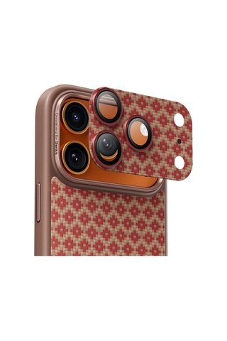 Apple Uyumlu   iPhone 17 Pro Benks Armorwarrior Armorgrid Serisi Kevlar Kamera Lens Koruyucu Turuncu