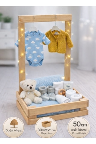 Ahşap Yenidoğan Kasası & Baby Shower & Ahşap Hediye Kasası
