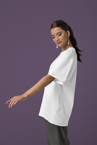 Sevbano Unisex Oversize Baskısız Basic Tişört Beyaz