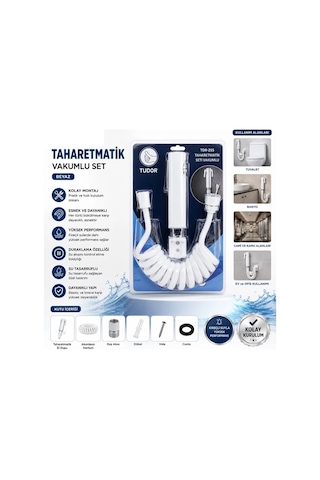 Beyaz Taharetmatik Seti - Vakumlu Montaj - Akordeon Hortumlu
