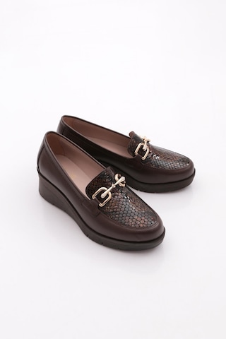 Dgn 1041 Kadin Kalin Taban Comfort Ayakkabi Kahve Yılan