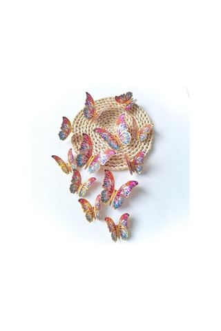 12 Adet 3d Kelebek Duvar Dekoru Lazer Kelebek Süslemeleri Doğum Günü Partisi Pasta Süslemeleri Bebek Duşu Çıkartmaları İçin Kelebek Duvar Dekoru Çıkartmaları Çok Renkli