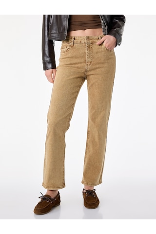 Koton Pamuklu Normal Bel Dar Kalıp Yıkamalı İspanyol Paça Denim Pantolon - Flare Jeans Kahverengi 6sal40093mw Kahve