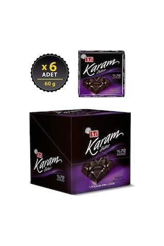 Eti Karam %70 Kakaolu Bitter Çikolata 6 x 60 G
