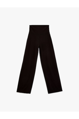 Koton Yüksek Bel Slim Fit İspanyol Paça Spor Tayt Siyah 6sak40132nk