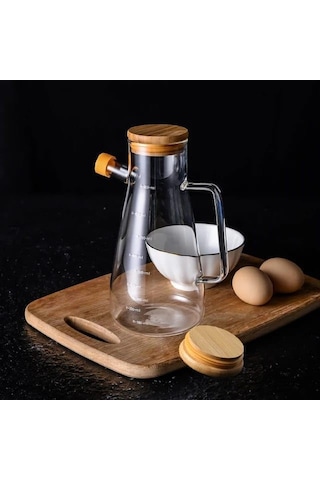 Mithra Life 2 Adet Bambu Kapaklı Borosilikat Cam Yağdanlık 900 Ml Mıt1071 Genel