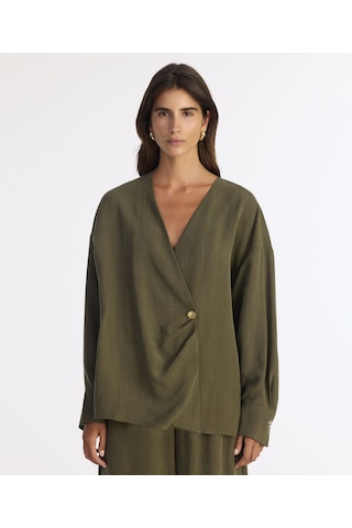 Yargıcı Geniş Gömlek Yaka Uzun Kol Gömlek 25kkgm6044x 007 Haki