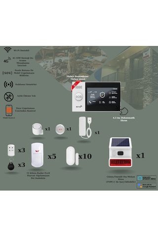 Akıllı Güvenlik Alarm Sistemleri Güneş Enerjili Dış Siren Ve Pet Uyumlu - Ekstra Plus Set