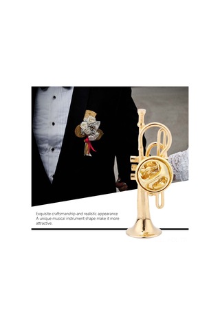 Padalink Müzik Enstrümanı Şekilli Gümüş Kaplama Broş: Unik Trombon/kornet Modeli, Hediye Kutulu Özel Hediyelik Aksesuar Çok Renkli