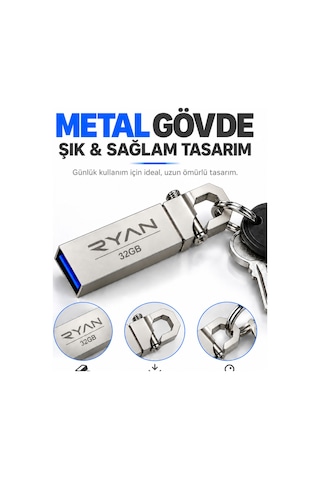 32 Gb Usb Flash Bellek Usb 2.0 Metal Anahtarlıklı Data Traveler