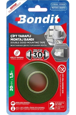 Bondit Bnmd2015 Çift Taraflı Montaj Bandı 20 Mm X 1.5 Metre