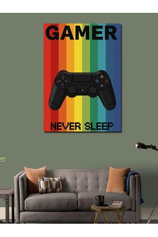 Kanvas Tablo "gamer Never Sleep" Ve Oyun Tutkusu 100cmx140cm