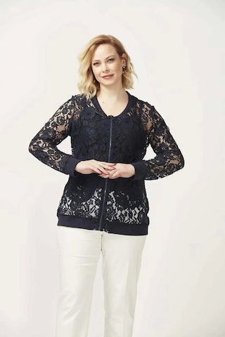 Moda Berray 4030 Dantel Fermuarlı Büyük Beden Ceket Lacivert Lacivert