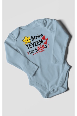 Morivokids Benim Teyzem Bir Başka Uzun Kollu Çıtçıtlı Bebek Body Bebe Mavisi