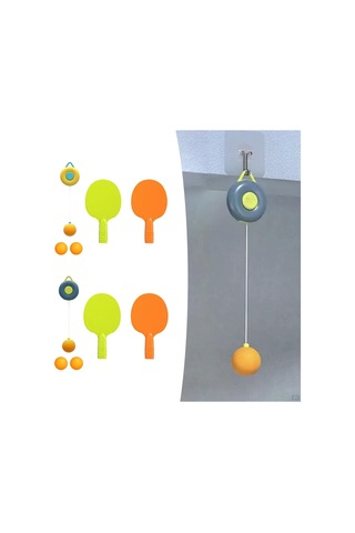 Sarı Asılı Masa Tenisi Eğitmeni Ebeveyn Çocuk Etkileşimi Oyuncak Uygulama Raket Topu İle Taşınabilir