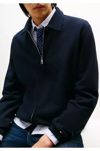 Tommy Hilfiger Essentıal Terry Ivy Jacket Erkek Mavi Sweatshirt - Mw0mw41767