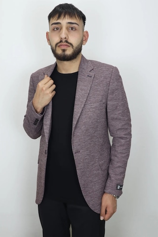 Duayen Dmctekstil Erkek Bordo Kırçıllı İtalyan Kesim Dar Kalıp Tek Düğme Blazer Ceket
