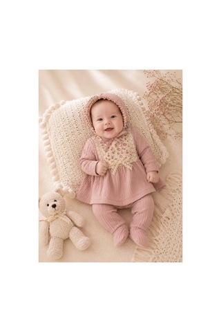 Bymurat Baby Kız Bebek Hastane Çıkışı Seti Şapkalı Çiçek Desenli Yenidoğan Takımı Pembe