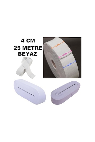 Çamaşır Don Etek Bel Paça Bebe Lastiği Yassı Yumuşak Bel Lastik 25 Metre Beyaz-4 Cm