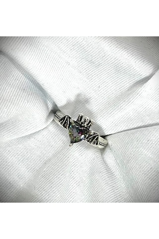 Dükkan Design Kalp Taşlı Ayarlanabilir Pinterest Yüzük Açık Gri