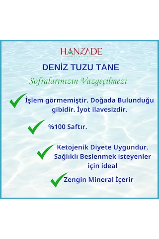 Hanzade Bitkisel Saf Deniz Tuzu Tane Granül İyot İlavesiz 3 x 1 KG